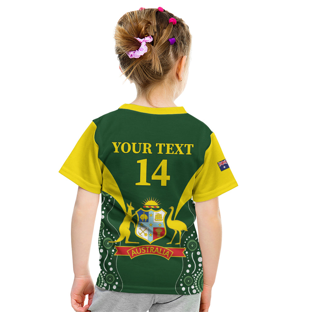 Custom Australia Cricket Kid T Shirt 2024 World Cup Go Aussie - Green Version - Vibe Hoodie Shop