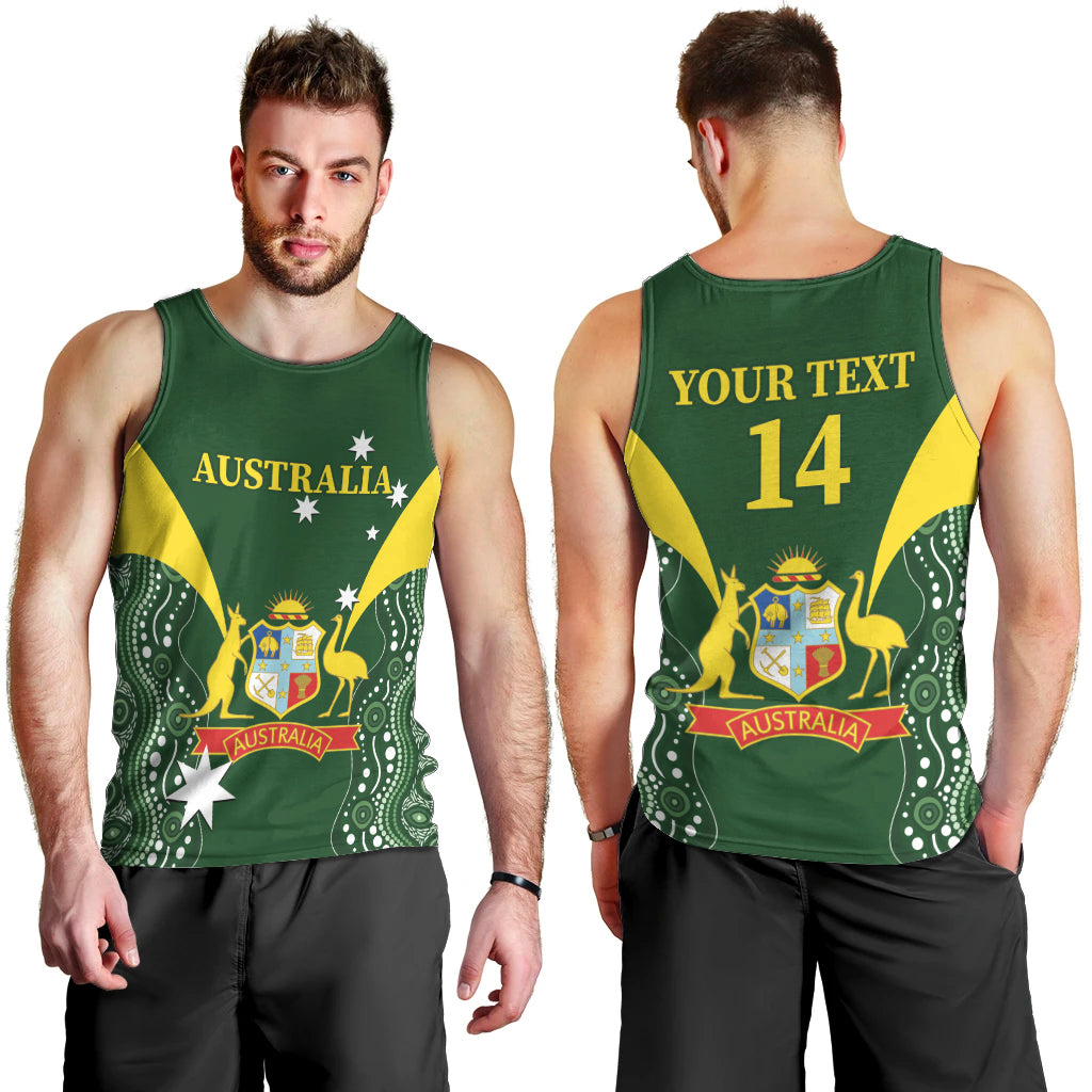 Custom Australia Cricket Men Tank Top 2024 World Cup Go Aussie - Green Version - Vibe Hoodie Shop