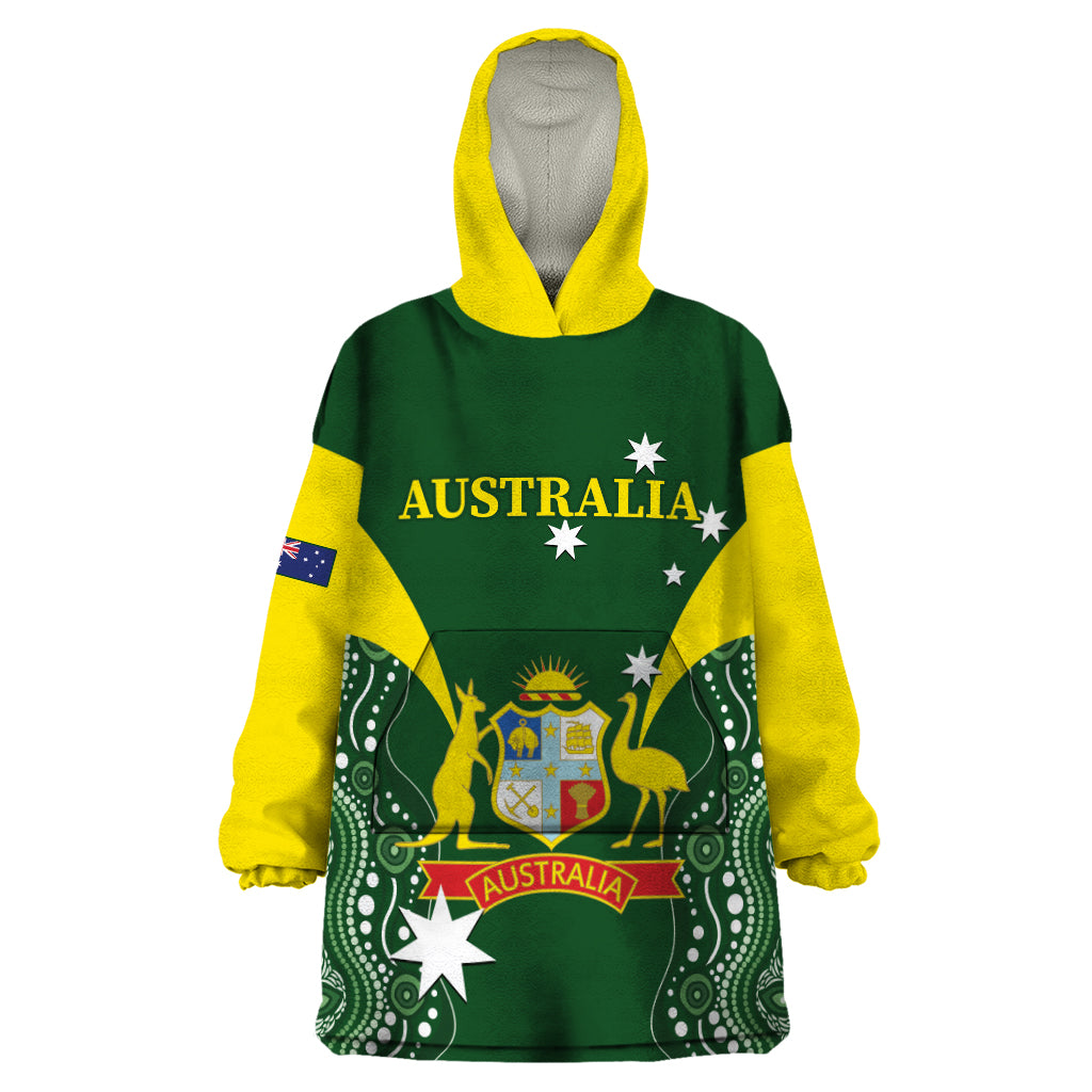 Custom Australia Cricket Wearable Blanket Hoodie 2024 World Cup Go Aussie - Green Version - Vibe Hoodie Shop