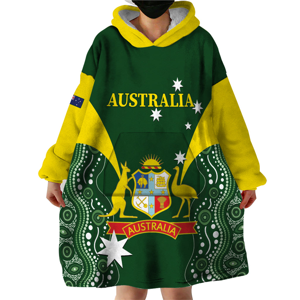 Custom Australia Cricket Wearable Blanket Hoodie 2024 World Cup Go Aussie - Green Version - Vibe Hoodie Shop