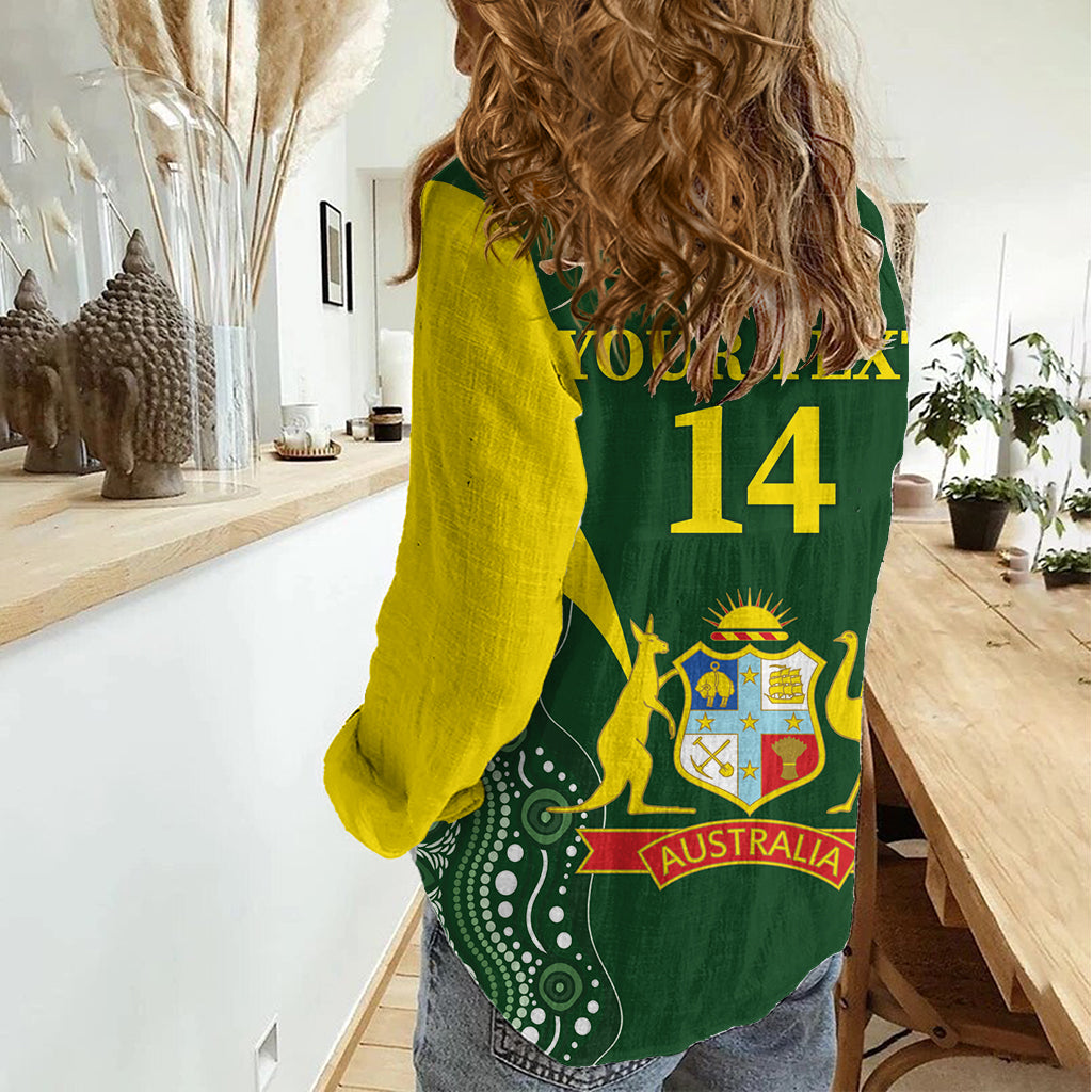 Custom Australia Cricket Women Casual Shirt 2024 World Cup Go Aussie - Green Version - Vibe Hoodie Shop