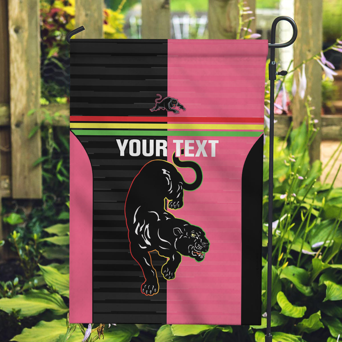 Custom Panthers Rugby Garden Flag Black Pink Color Sporty Style - Vibe Hoodie Shop