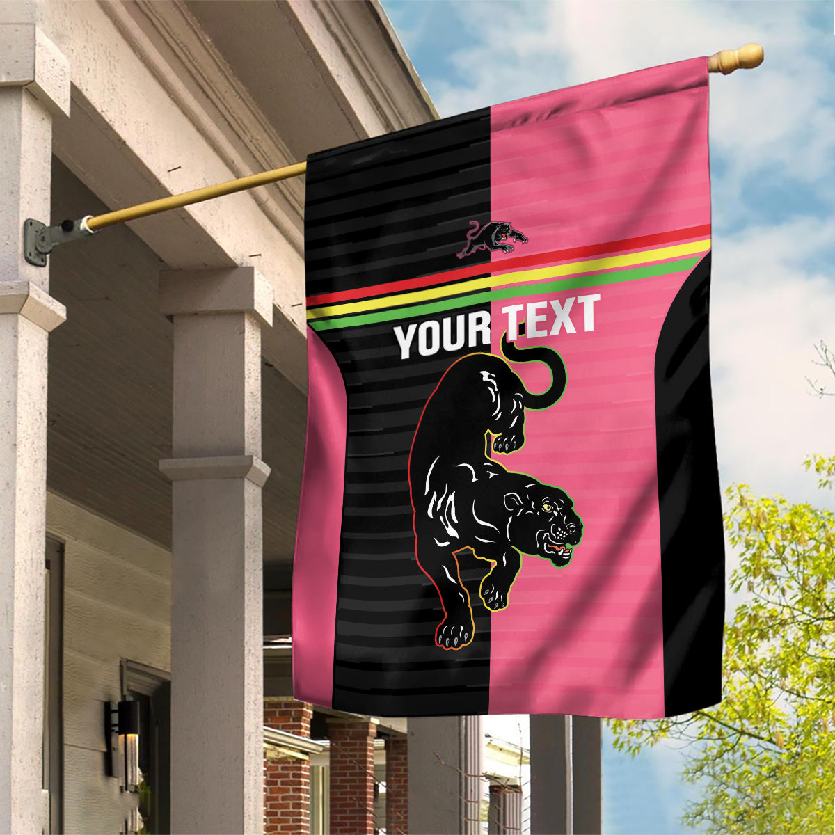 Custom Panthers Rugby Garden Flag Black Pink Color Sporty Style - Vibe Hoodie Shop