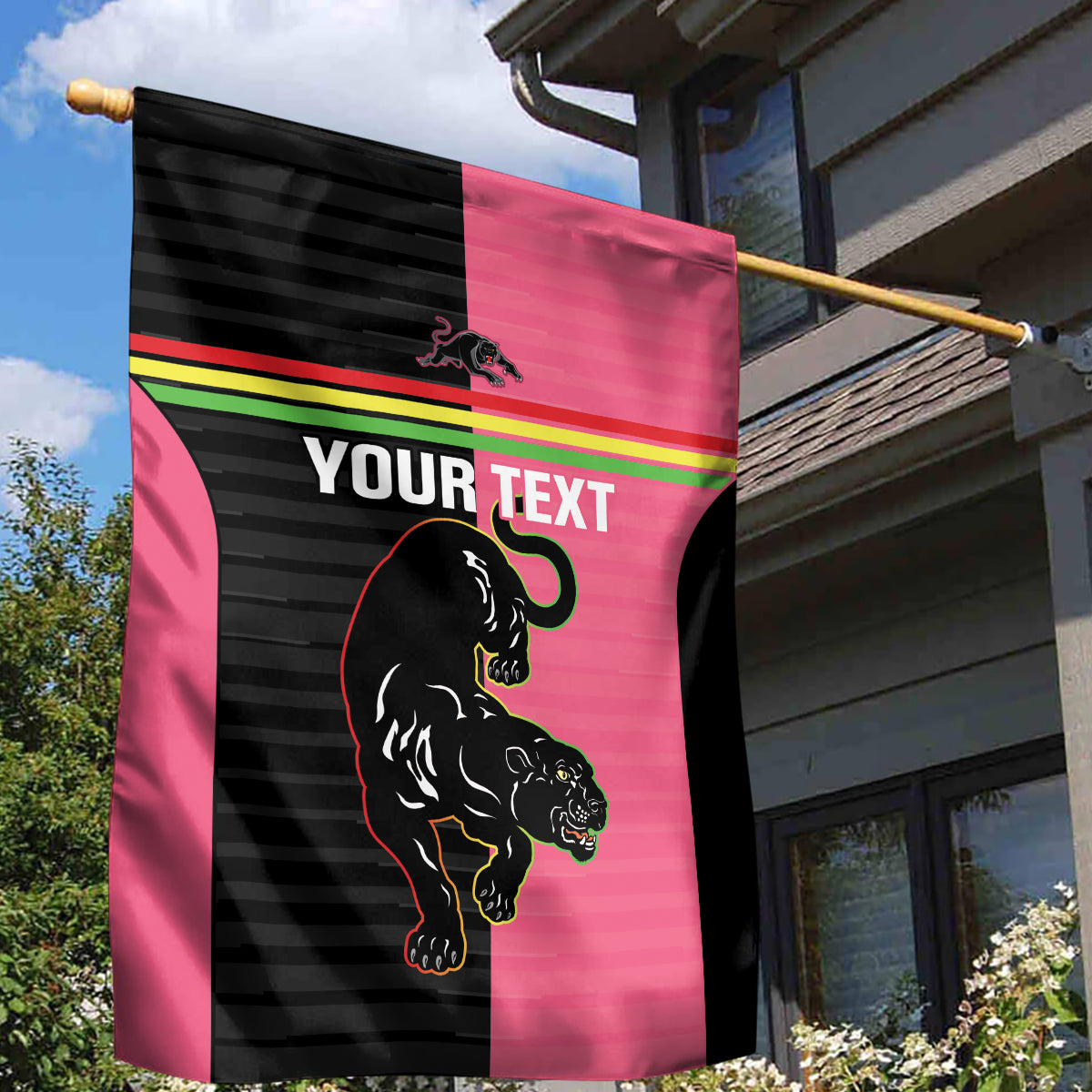 Custom Panthers Rugby Garden Flag Black Pink Color Sporty Style - Vibe Hoodie Shop