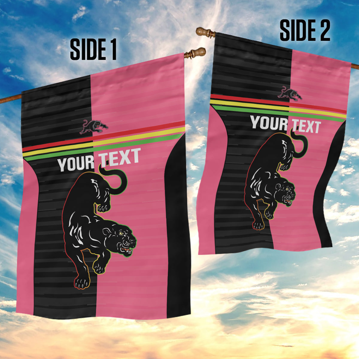 Custom Panthers Rugby Garden Flag Black Pink Color Sporty Style - Vibe Hoodie Shop