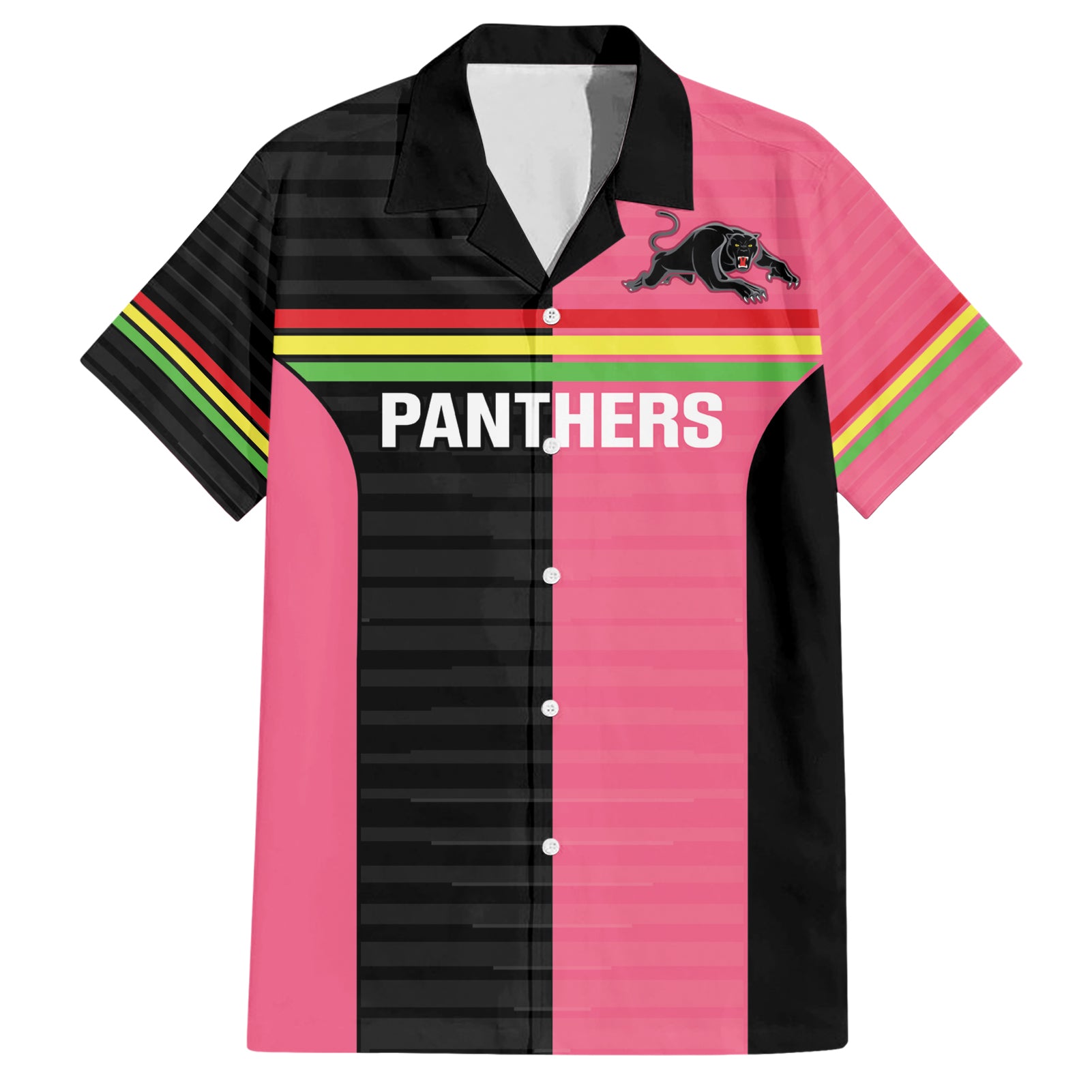 Custom Panthers Rugby Hawaiian Shirt Black Pink Color Sporty Style - Vibe Hoodie Shop