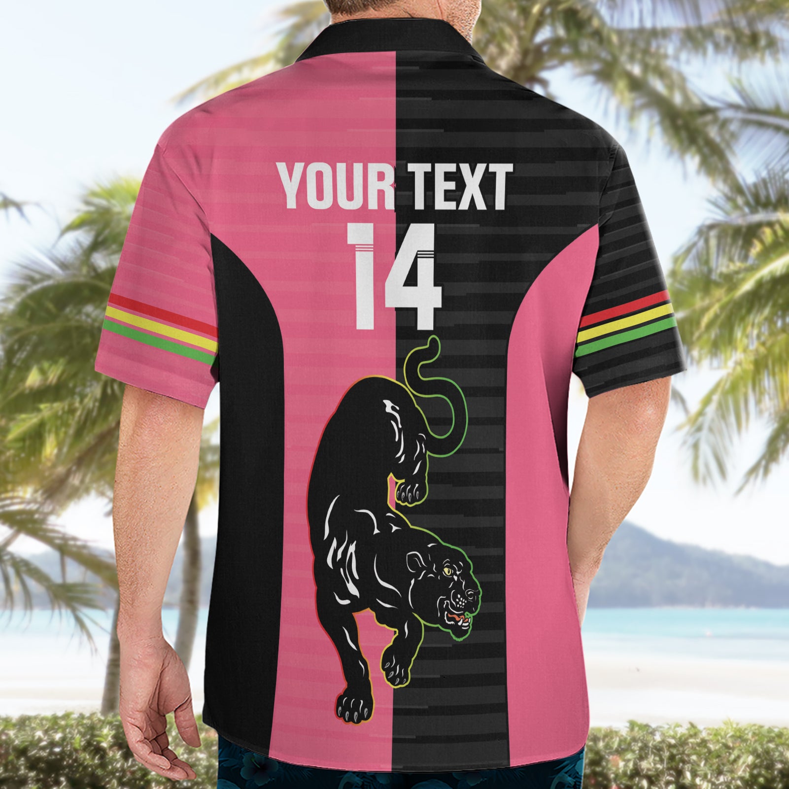 Custom Panthers Rugby Hawaiian Shirt Black Pink Color Sporty Style - Vibe Hoodie Shop