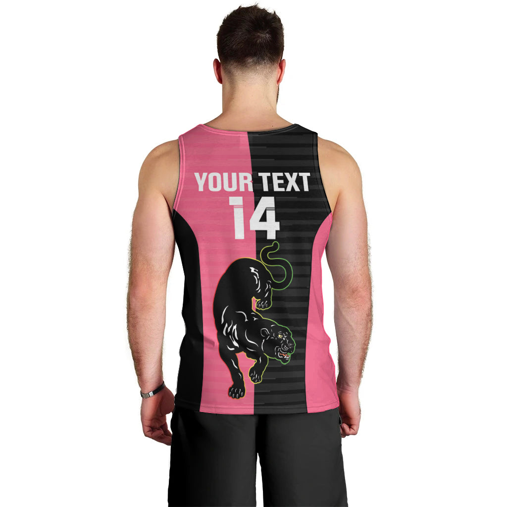Custom Panthers Rugby Men Tank Top Black Pink Color Sporty Style - Vibe Hoodie Shop