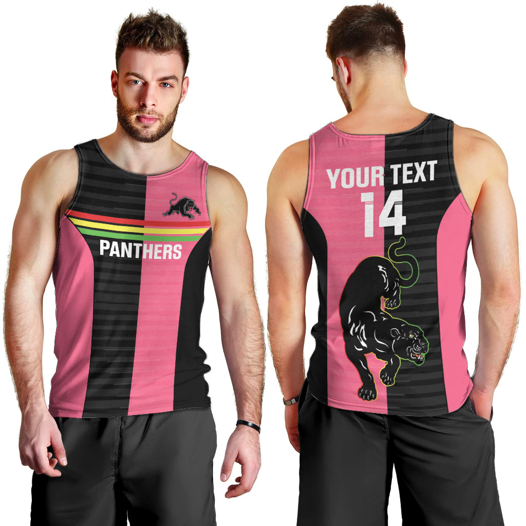 Custom Panthers Rugby Men Tank Top Black Pink Color Sporty Style - Vibe Hoodie Shop
