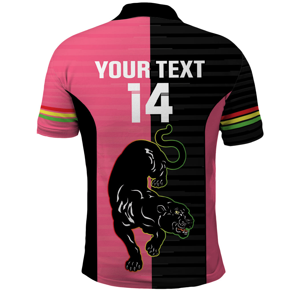 Custom Panthers Rugby Polo Shirt Black Pink Color Sporty Style - Vibe Hoodie Shop