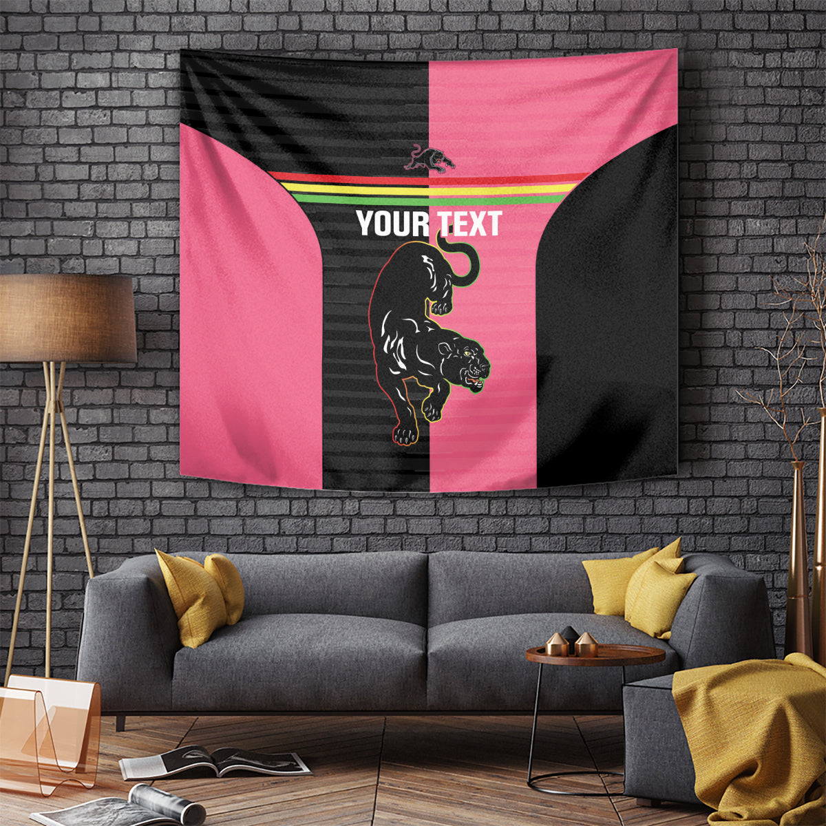 Custom Panthers Rugby Tapestry Black Pink Color Sporty Style - Vibe Hoodie Shop