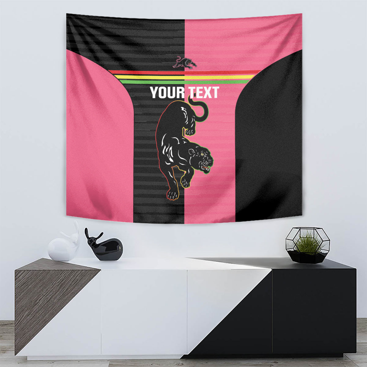 Custom Panthers Rugby Tapestry Black Pink Color Sporty Style - Vibe Hoodie Shop