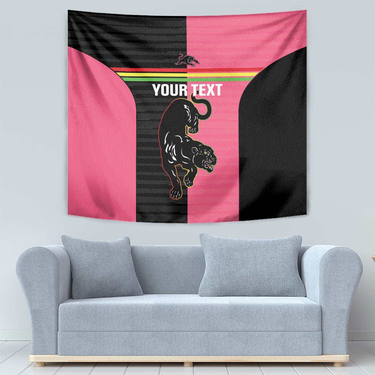 Custom Panthers Rugby Tapestry Black Pink Color Sporty Style - Vibe Hoodie Shop