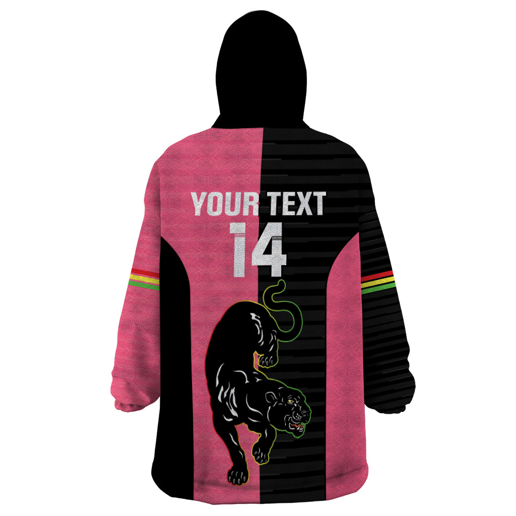 Custom Panthers Rugby Wearable Blanket Hoodie Black Pink Color Sporty Style - Vibe Hoodie Shop