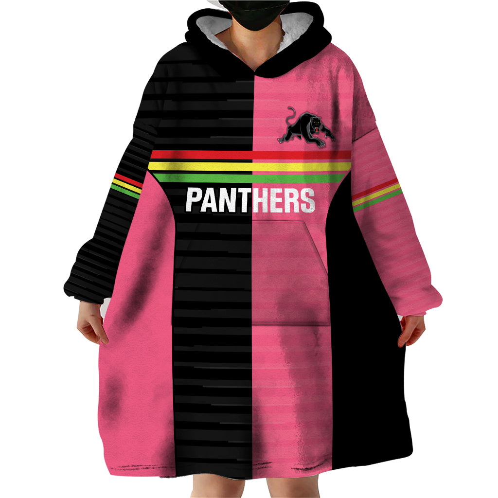 Custom Panthers Rugby Wearable Blanket Hoodie Black Pink Color Sporty Style - Vibe Hoodie Shop