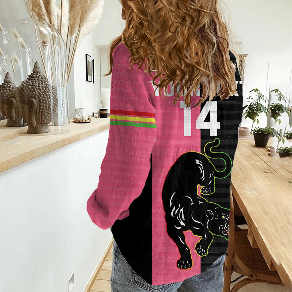 Custom Panthers Rugby Women Casual Shirt Black Pink Color Sporty Style - Vibe Hoodie Shop