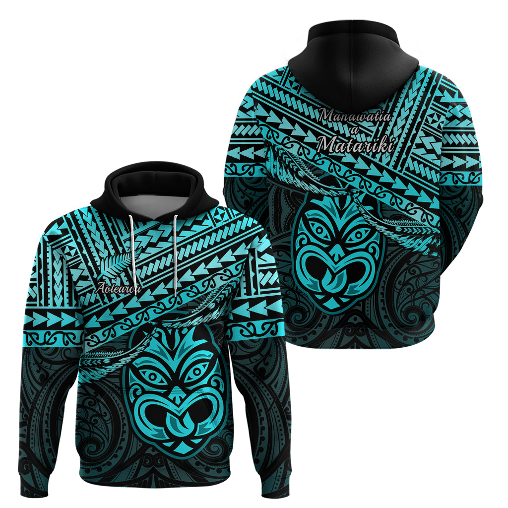 Matariki New Zealand Hoodie Maori New Year Tiki Turquoise Version - Vibe Hoodie Shop