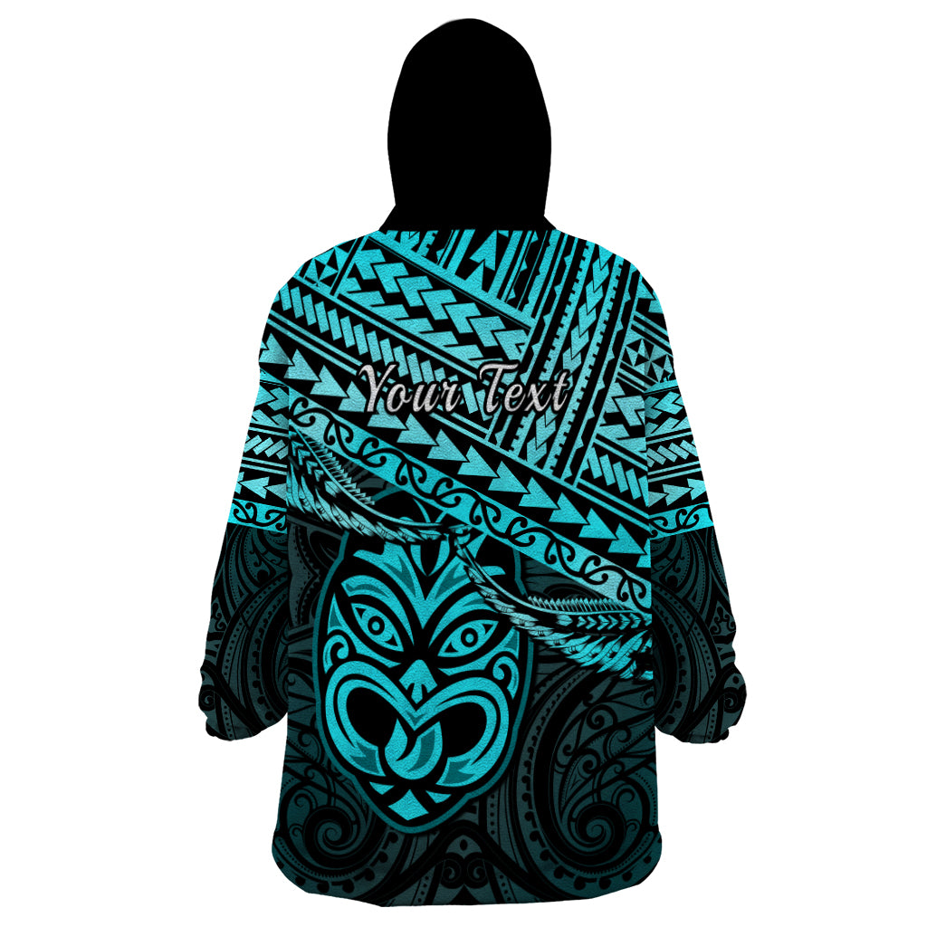 Personalised Matariki New Zealand Wearable Blanket Hoodie Maori New Year Tiki Turquoise Version - Vibe Hoodie Shop