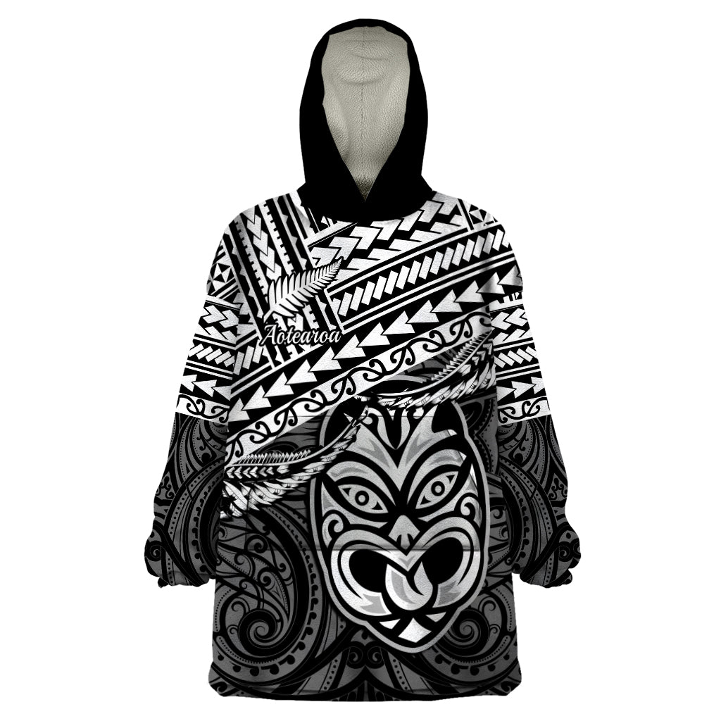 Matariki New Zealand Wearable Blanket Hoodie Maori New Year Tiki Black Version - Vibe Hoodie Shop