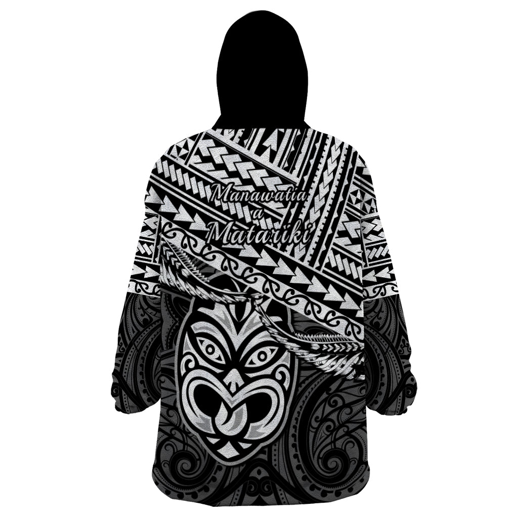 Matariki New Zealand Wearable Blanket Hoodie Maori New Year Tiki Black Version - Vibe Hoodie Shop