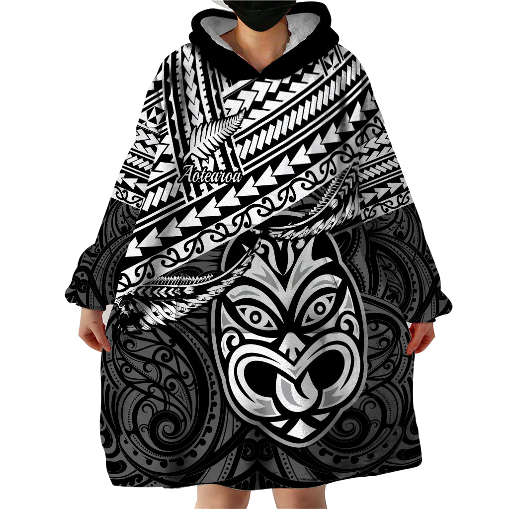 Matariki New Zealand Wearable Blanket Hoodie Maori New Year Tiki Black Version - Vibe Hoodie Shop