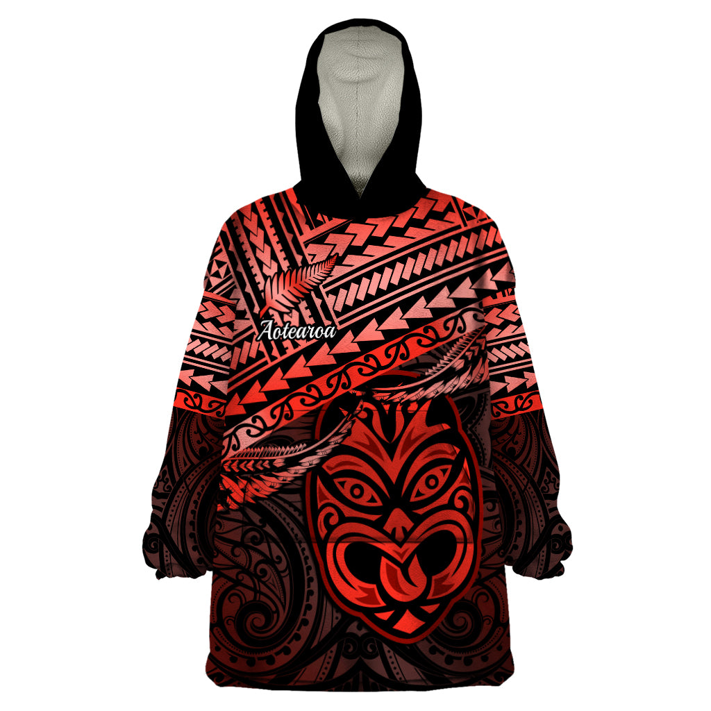 Matariki New Zealand Wearable Blanket Hoodie Maori New Year Tiki Red Version - Vibe Hoodie Shop