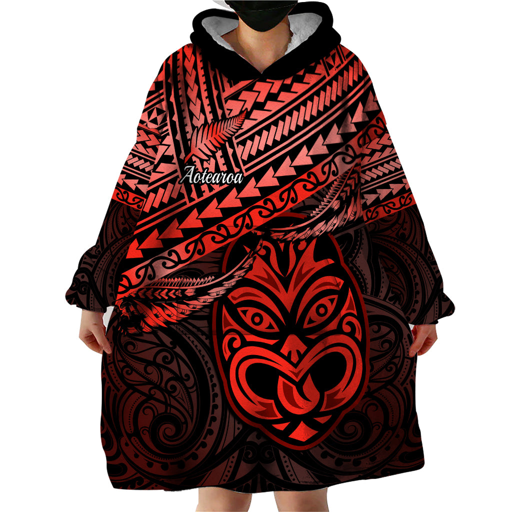 Matariki New Zealand Wearable Blanket Hoodie Maori New Year Tiki Red Version - Vibe Hoodie Shop