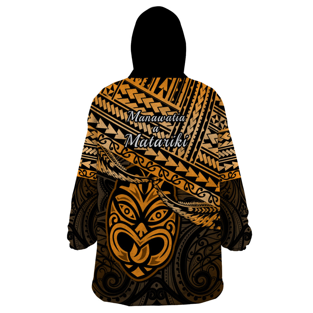 Matariki New Zealand Wearable Blanket Hoodie Maori New Year Tiki Gold Version - Vibe Hoodie Shop