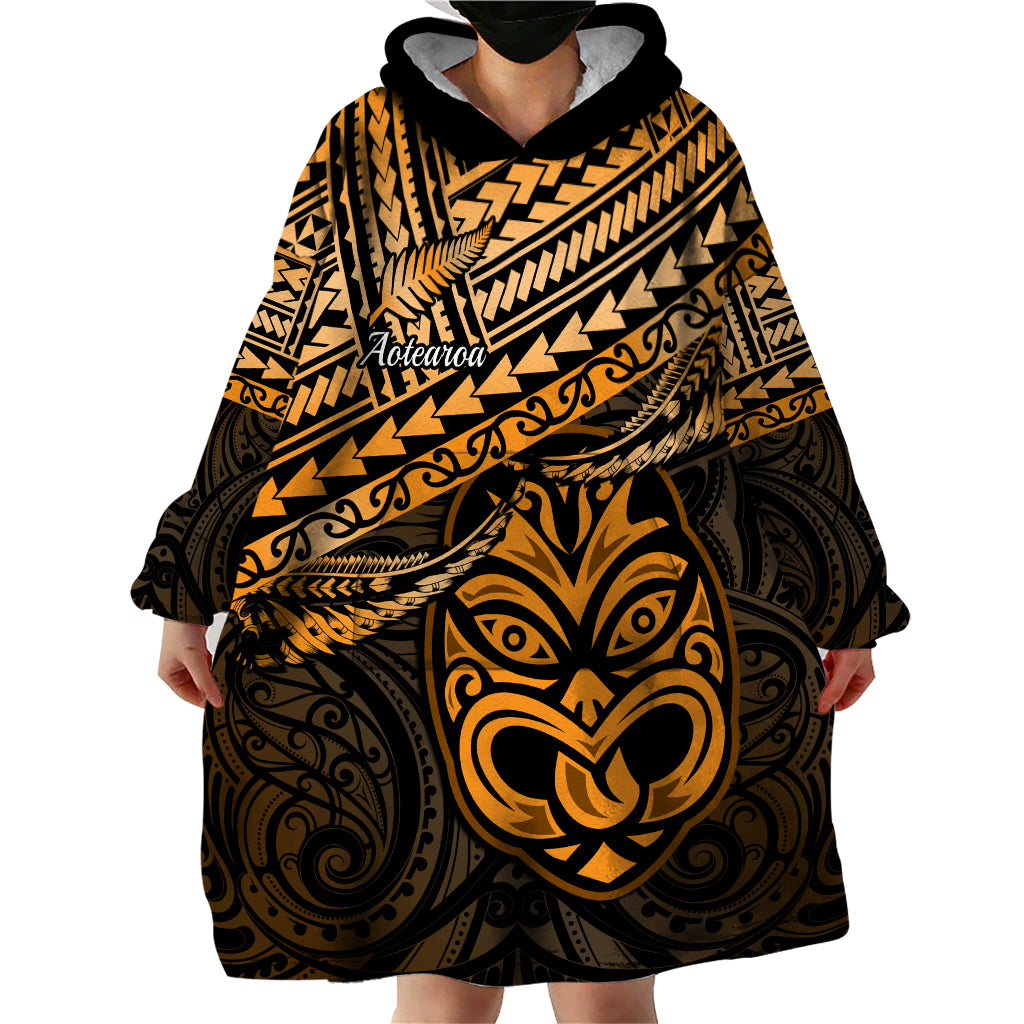 Matariki New Zealand Wearable Blanket Hoodie Maori New Year Tiki Gold Version - Vibe Hoodie Shop