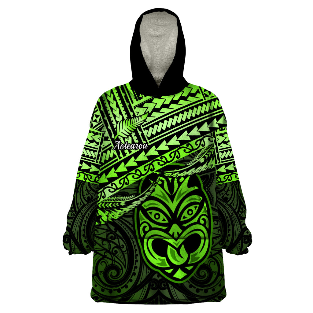 Matariki New Zealand Wearable Blanket Hoodie Maori New Year Tiki Green Version - Vibe Hoodie Shop