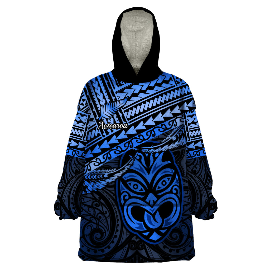 Matariki New Zealand Wearable Blanket Hoodie Maori New Year Tiki Blue Version - Vibe Hoodie Shop