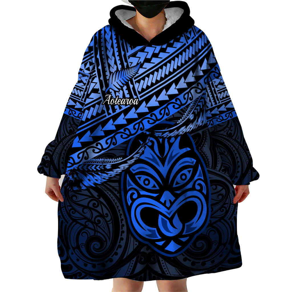 Matariki New Zealand Wearable Blanket Hoodie Maori New Year Tiki Blue Version - Vibe Hoodie Shop