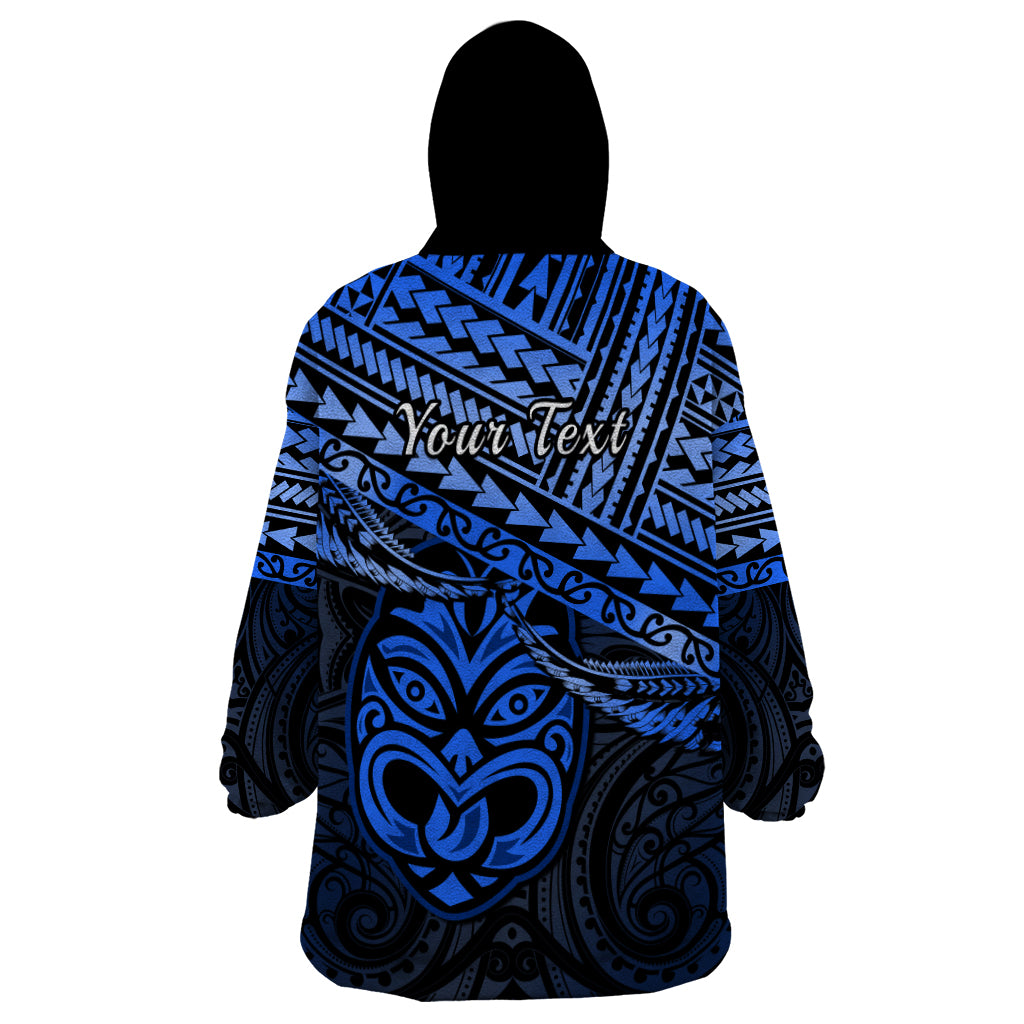 Personalised Matariki New Zealand Wearable Blanket Hoodie Maori New Year Tiki Blue Version - Vibe Hoodie Shop