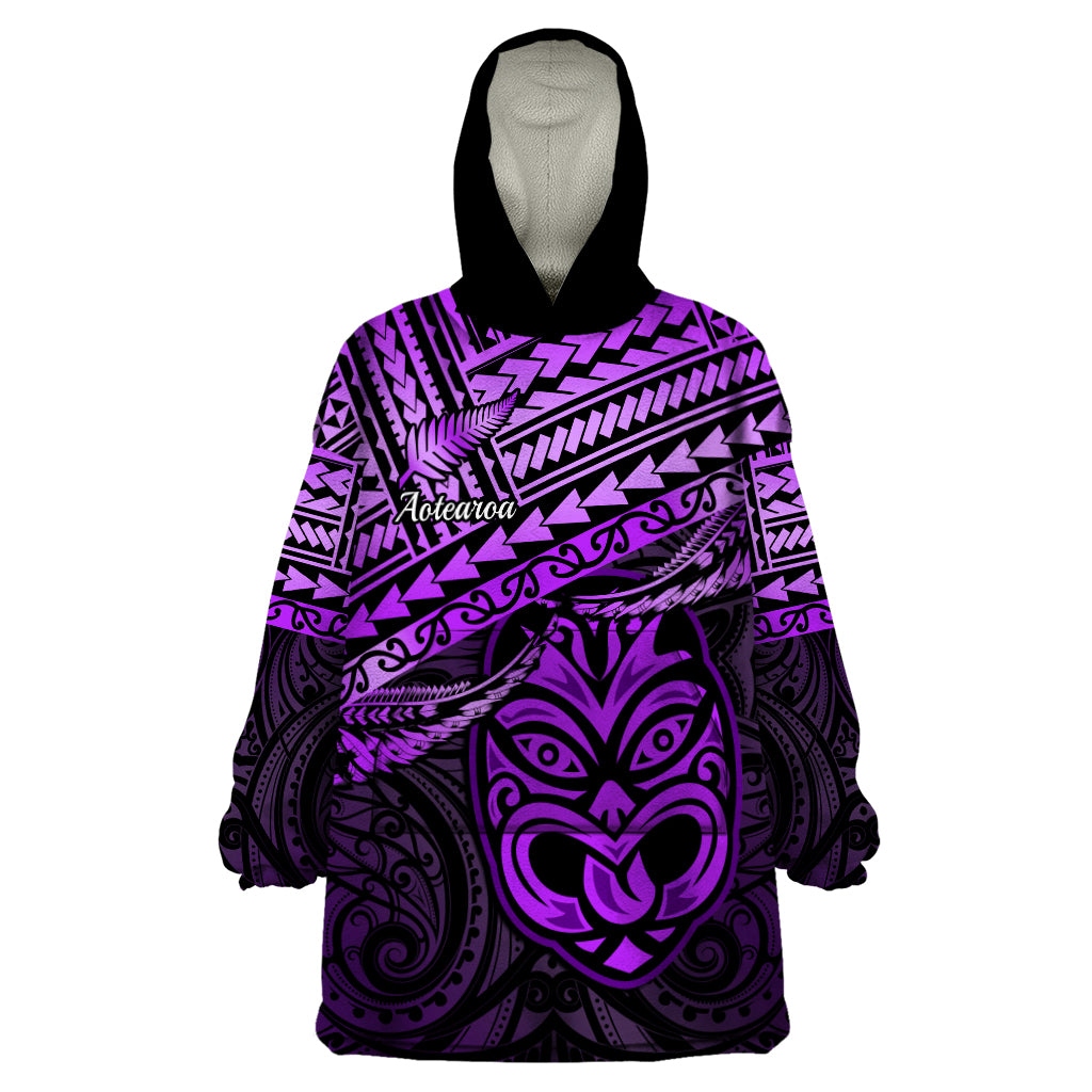 Personalised Matariki New Zealand Wearable Blanket Hoodie Maori New Year Tiki Purple Version - Vibe Hoodie Shop