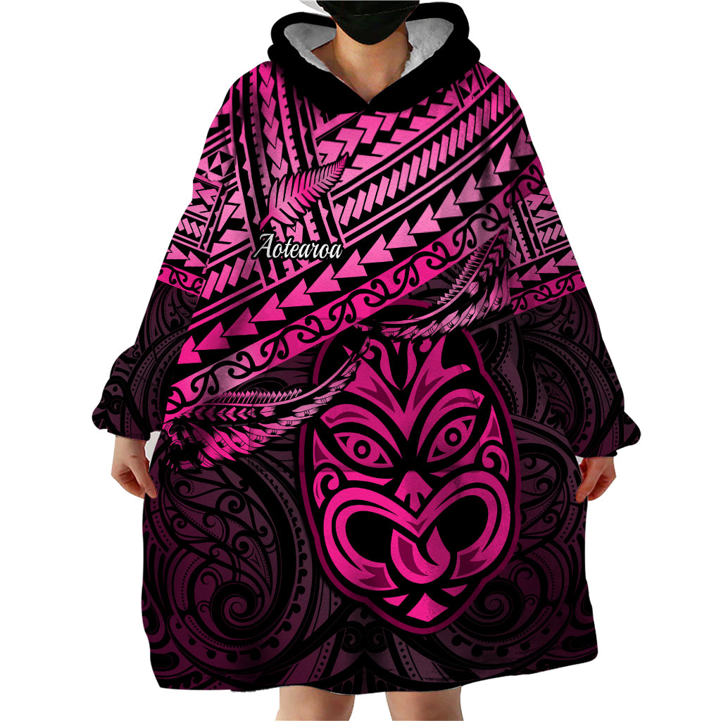 Matariki New Zealand Wearable Blanket Hoodie Maori New Year Tiki Pink Version - Vibe Hoodie Shop