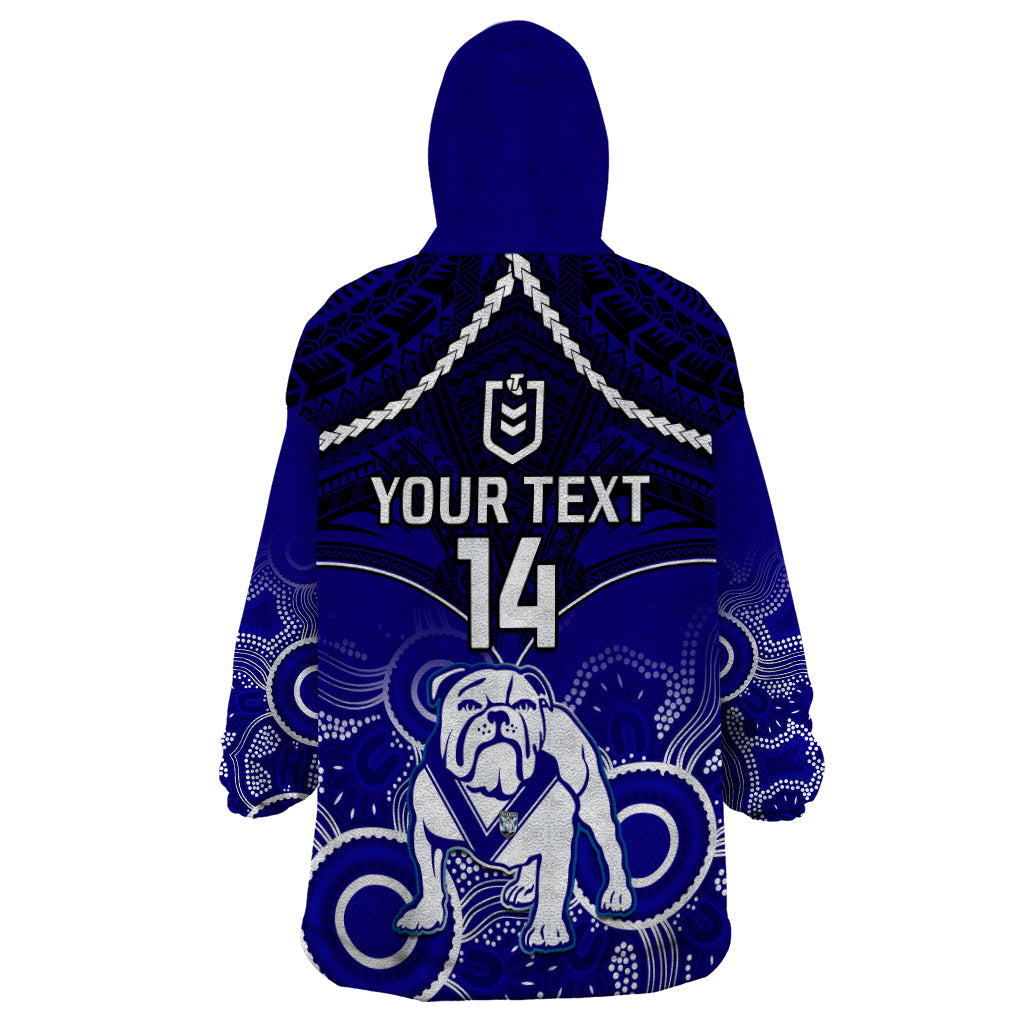 Personalised Bulldogs Rugby Wearable Blanket Hoodie Go Doggies Aboriginal Mix Polynesian Pattern - Vibe Hoodie Shop