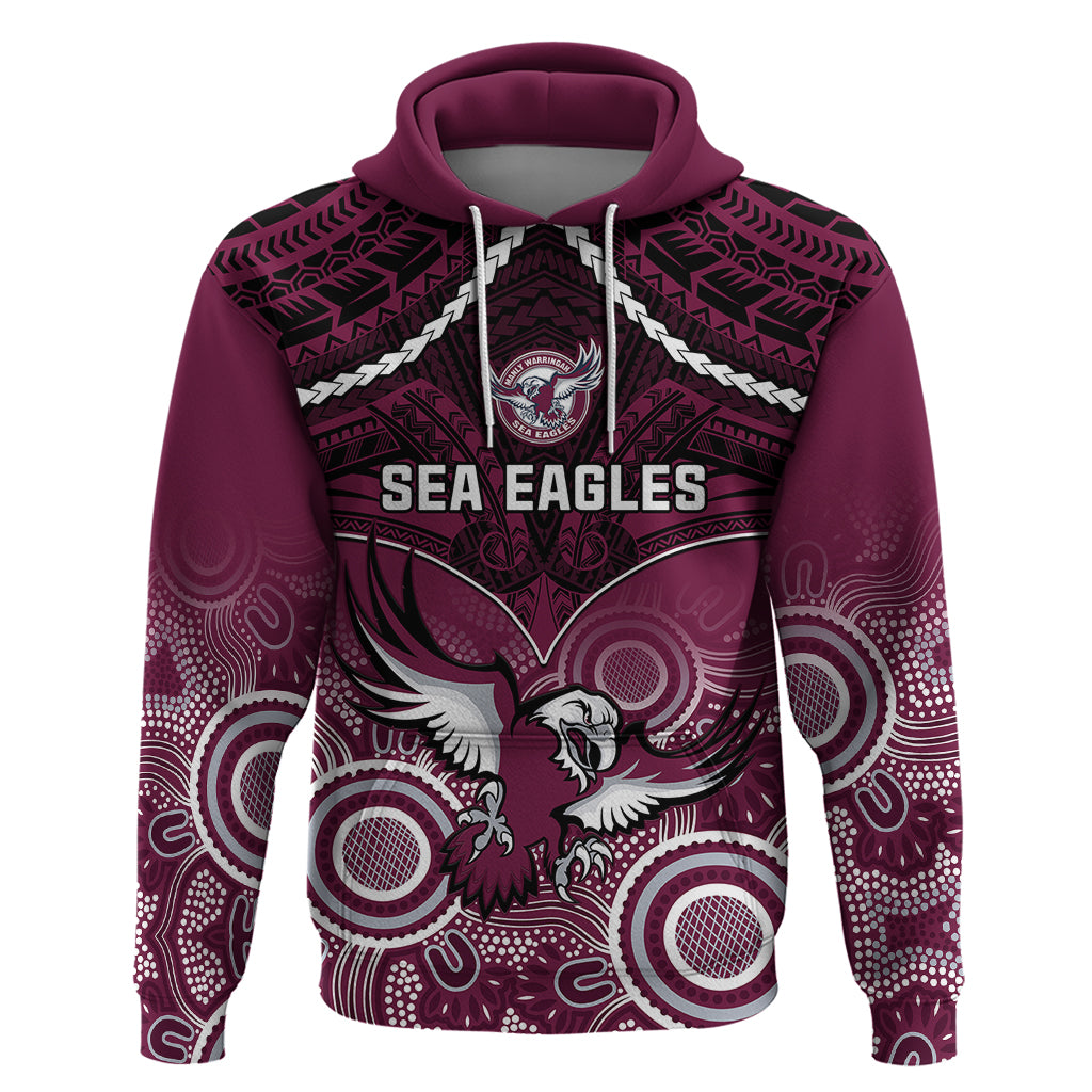 Sea Eagles Rugby Hoodie Aboriginal Mix Polynesian Pattern - Vibe Hoodie Shop