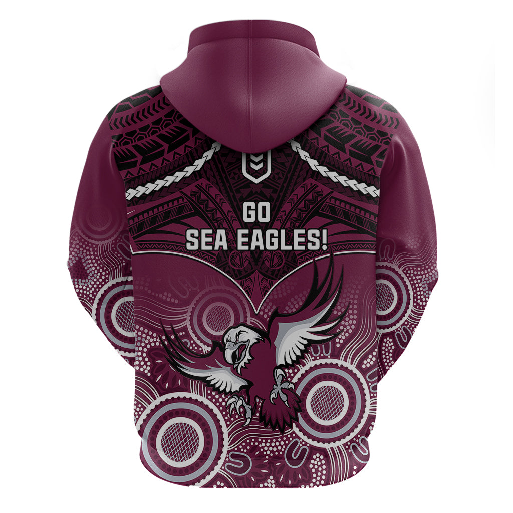 Sea Eagles Rugby Hoodie Aboriginal Mix Polynesian Pattern - Vibe Hoodie Shop