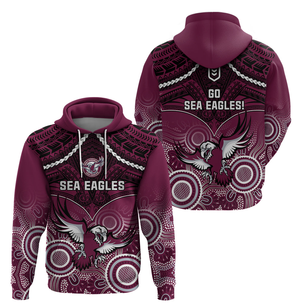 Sea Eagles Rugby Hoodie Aboriginal Mix Polynesian Pattern - Vibe Hoodie Shop