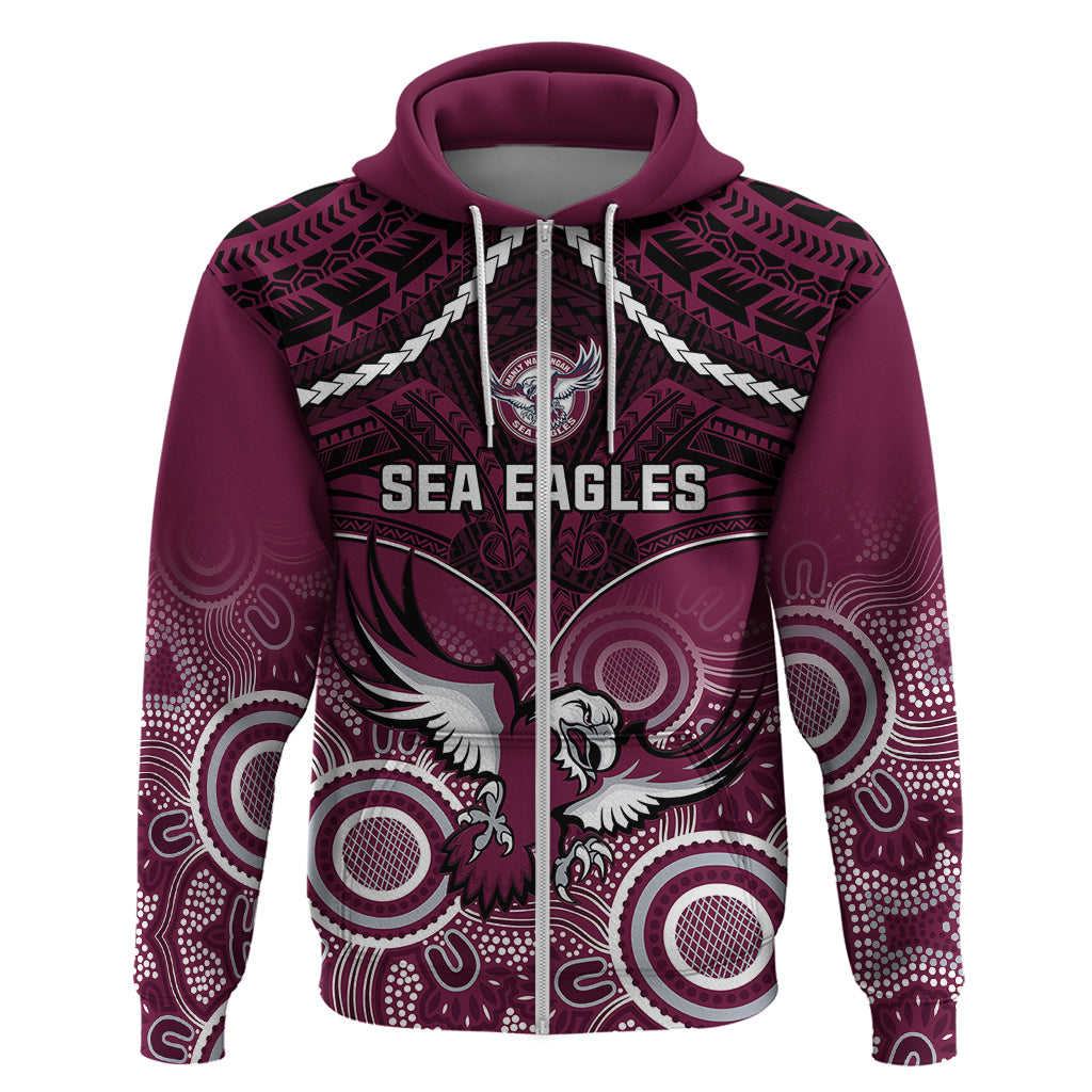 Sea Eagles Rugby Hoodie Aboriginal Mix Polynesian Pattern - Vibe Hoodie Shop