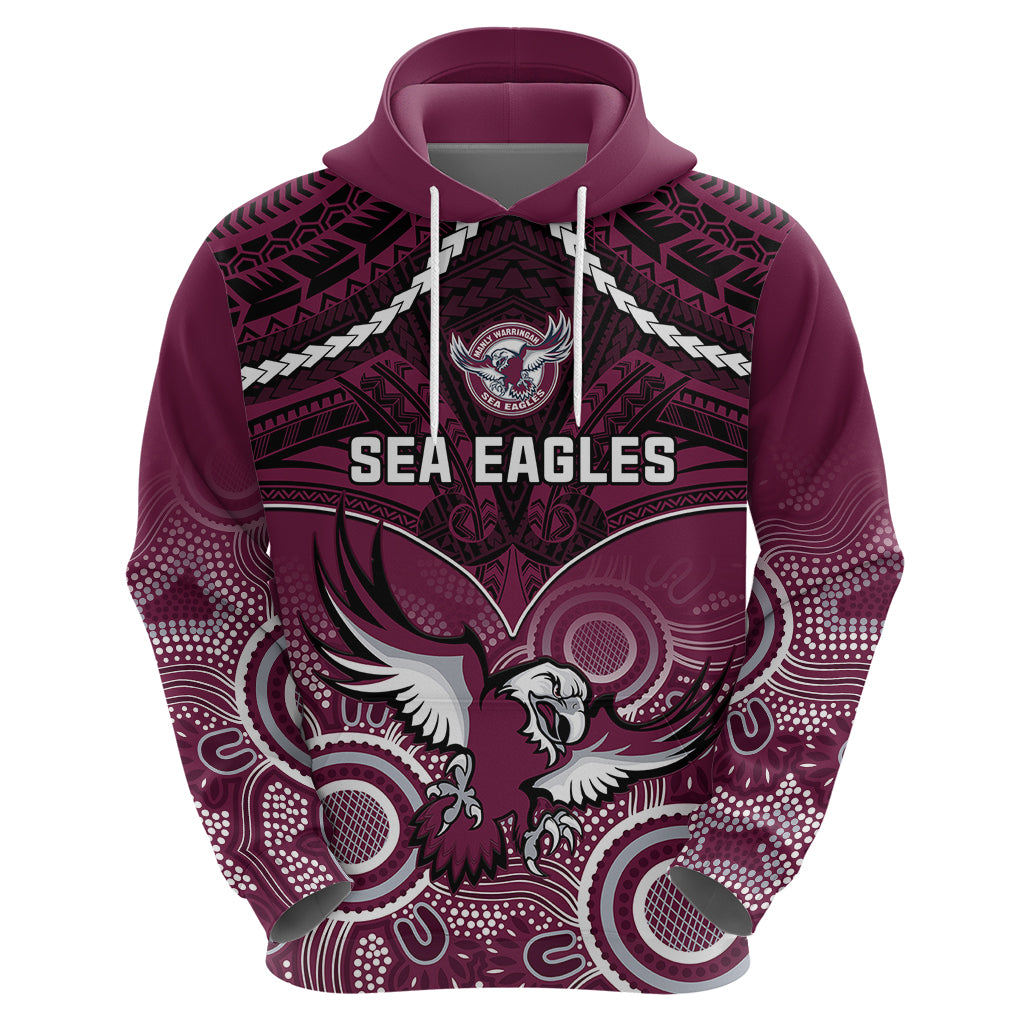 Sea Eagles Rugby Hoodie Aboriginal Mix Polynesian Pattern - Vibe Hoodie Shop