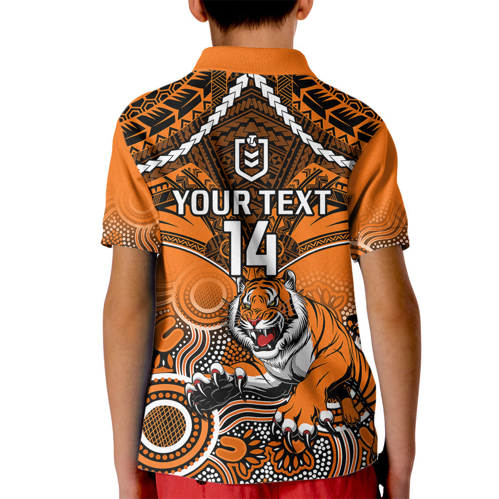 personalised-tigers-rugby-kid-polo-shirt-aboriginal-mix-polynesian-pattern