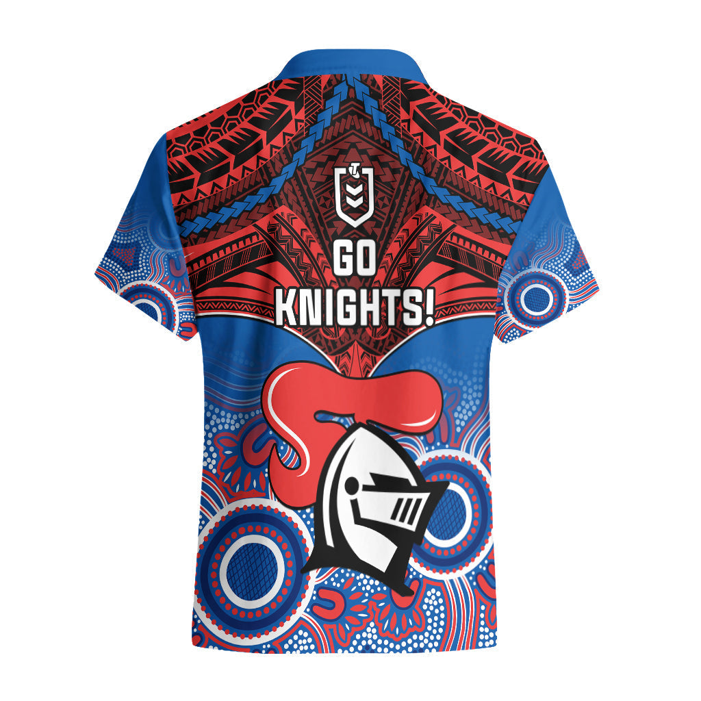 Knights Rugby Hawaiian Shirt Aboriginal Mix Polynesian Pattern - Vibe Hoodie Shop