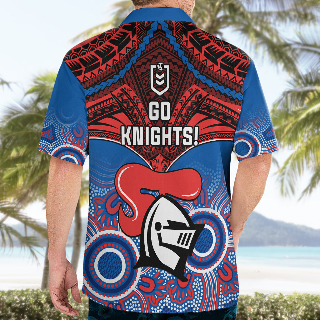 Knights Rugby Hawaiian Shirt Aboriginal Mix Polynesian Pattern - Vibe Hoodie Shop