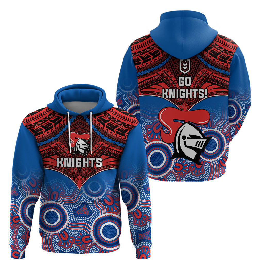 Knights Rugby Hoodie Aboriginal Mix Polynesian Pattern - Vibe Hoodie Shop