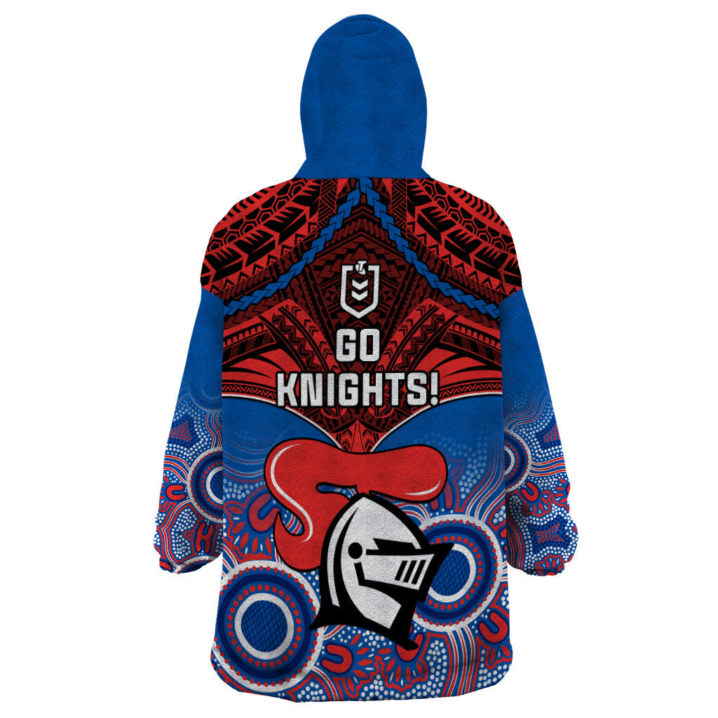 Knights Rugby Wearable Blanket Hoodie Aboriginal Mix Polynesian Pattern - Vibe Hoodie Shop