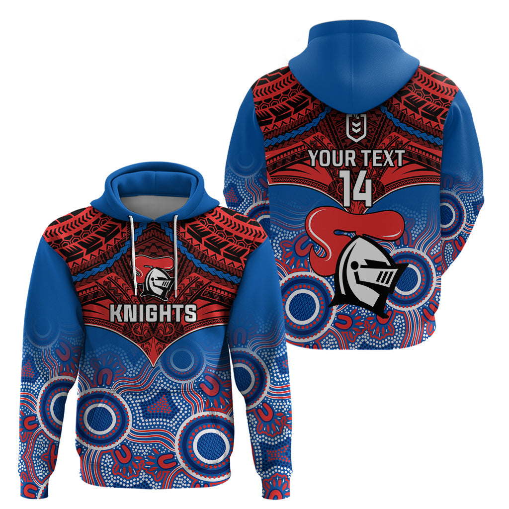 Personalised Knights Rugby Hoodie Aboriginal Mix Polynesian Pattern - Vibe Hoodie Shop