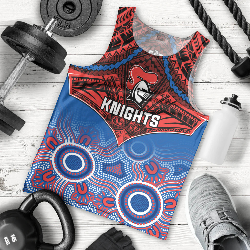 Personalised Knights Rugby Men Tank Top Aboriginal Mix Polynesian Pattern - Vibe Hoodie Shop