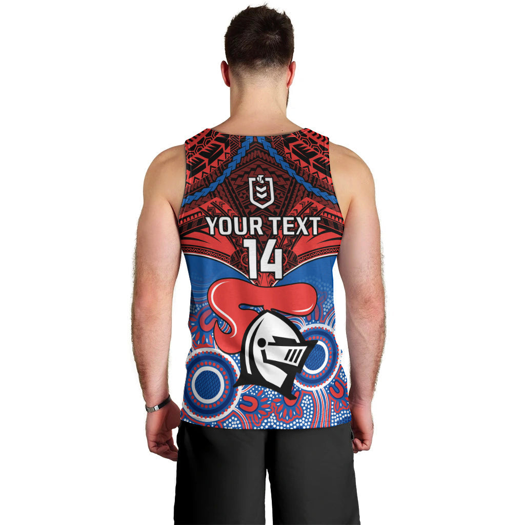 Personalised Knights Rugby Men Tank Top Aboriginal Mix Polynesian Pattern - Vibe Hoodie Shop