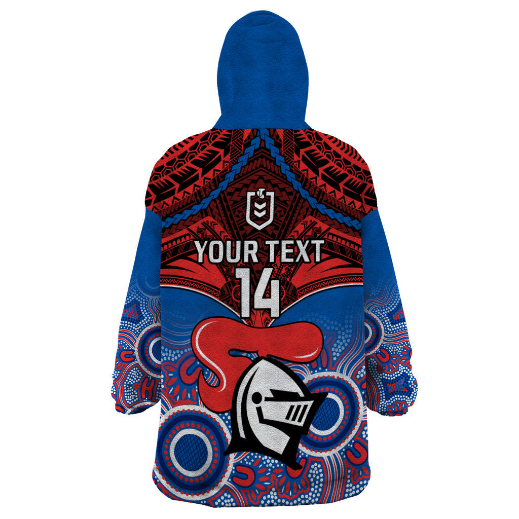 Personalised Knights Rugby Wearable Blanket Hoodie Aboriginal Mix Polynesian Pattern - Vibe Hoodie Shop